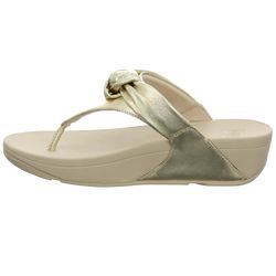 Lulu Padded Knot Metallic Leather Toe-Post Sandal