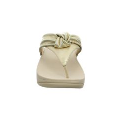 Lulu Padded Knot Metallic Leather Toe-Post Sandal
