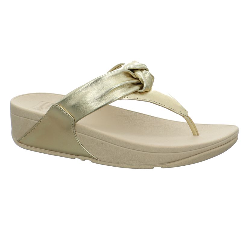 Fitflop Lulu Padded Knot Metallic Leather Toe-Post Sandal