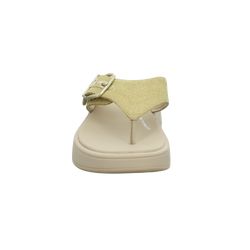 F-Mode Buckle Shimmerlux Flatform Toe-Post Sandal