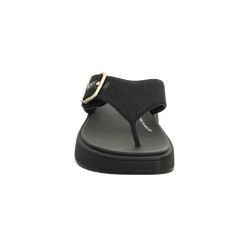 F-Mode Buckle Shimmerlux Flatform Toe-Post Sandal