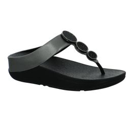 Halo Bead-Circle Metallic Toe-Post Sandals