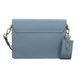LEDERTASCHE MIT PATTINA+GOLD HELL BLAU