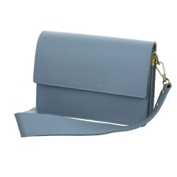 LEDERTASCHE MIT PATTINA+GOLD HELL BLAU