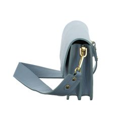 LEDERTASCHE MIT PATTINA+GOLD HELL BLAU